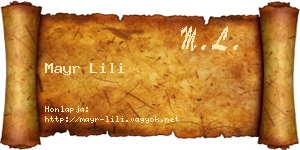 Mayr Lili névjegykártya